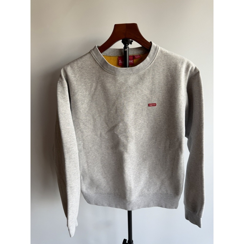 Supreme Embroidered Mini Box Logo Crewneck Men's Small Gray Rare Streetwear